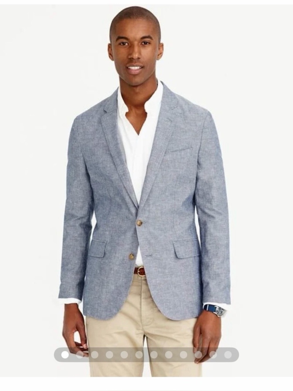 J.Crew Ludlow chambray unstructured suit jacket mens 36S blue